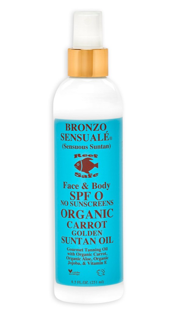 SPF 0 (NO Sunscreens) Reef Safe Organic Carrot Oil for Tanning, Massage, & Aromatherapy Bath By Bronzo Sensualé® 8.5 Ounces