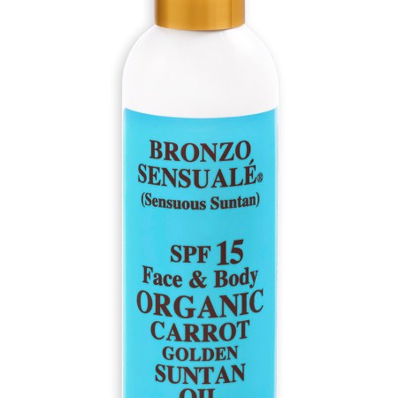 SPF 15 Sunscreen Deep Tanning Organic Carrot Oil By Bronzo Sensualé® 8.5 Ounces