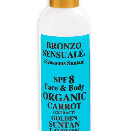 SPF 8 Sunscreen Deep Tanning Organic Carrot Lotion By Bronzo Sensualé® 8.5 Ounces