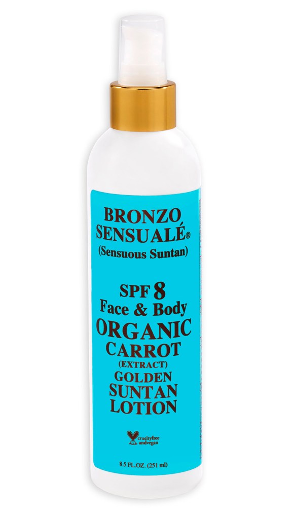 SPF 8 Sunscreen Deep Tanning Organic Carrot Lotion By Bronzo Sensualé® 8.5 Ounces